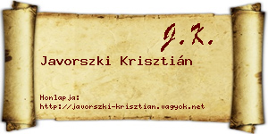 Javorszki Krisztián névjegykártya